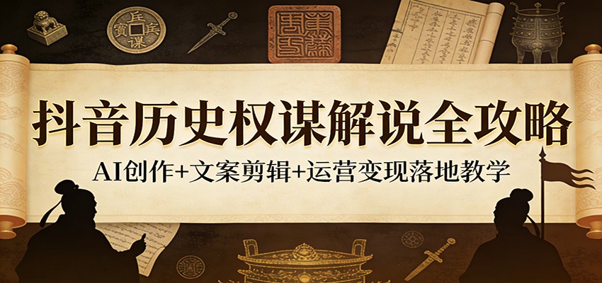 抖音历史权谋解说全攻略：AI创作+文案剪辑+运营变现落地教学-niguangts