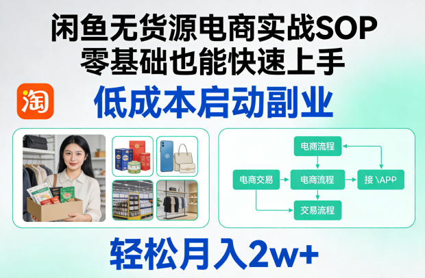 闲鱼无货源电商实战SOP，零基础也能快速上手，低成本启动副业，轻松月入2w+-niguangts
