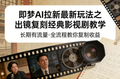 即梦AI拉新最新玩法之出镜复刻经典影视剧教学，长期有流量，全流程教你复制收益-niguangts
