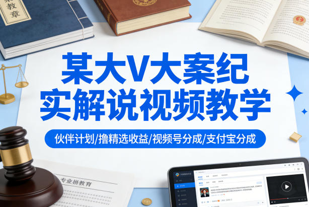 某大V大案纪实解说视频教学，可做伙伴计划、撸精选收益，视频号和支付宝分成计划均可-niguangts