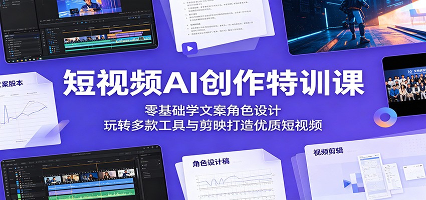 短视频AI创作特训课：零基础学文案角色设计，玩转多款工具与剪映打造优质短视频-niguangts