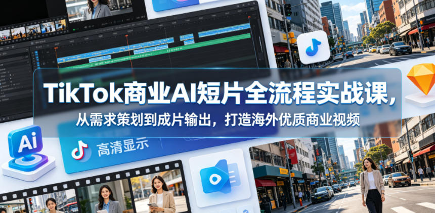 TikTok商业AI短片全流程实战课，从需求策划到成片输出，打造海外优质商业视频-niguangts