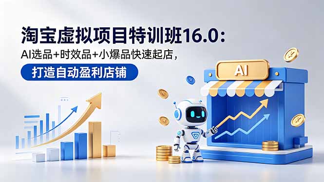 淘宝虚拟项目特训班16.0：AI选品+时效品+小爆品快速起店，打造自动盈利店铺-niguangts
