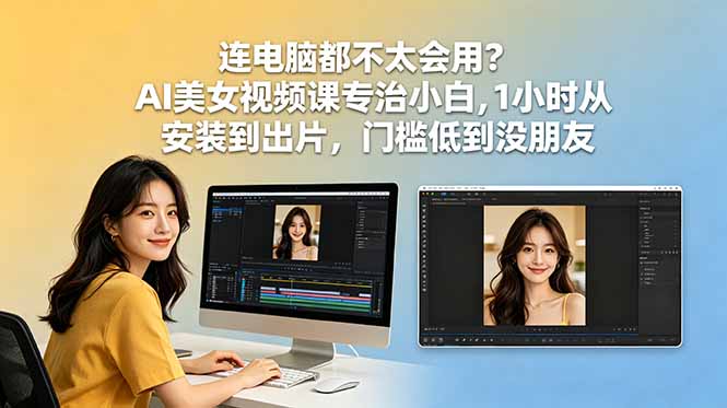 连电脑都不太会用？AI美女视频课专治小白，1小时从安装到出片，门槛低到没朋友-niguangts