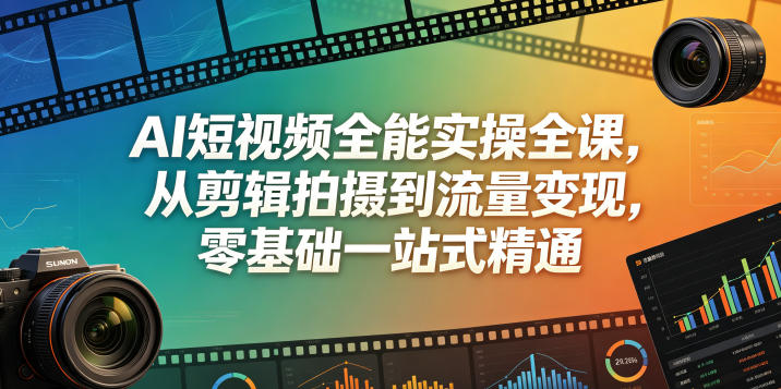AI短视频全能实操全课，从剪辑拍摄到流量变现，零基础一站式精通-niguangts