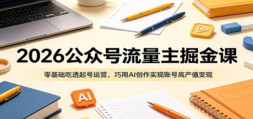 2026公众号流量主掘金课：零基础吃透起号运营，巧用AI创作实现账号高产值变现-niguangts