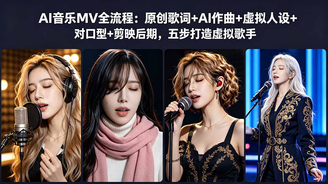 AI音乐MV全流程:原创歌词+AI作曲+虚拟人设+对口型+剪映后期,五步打造虚拟歌手-niguangts
