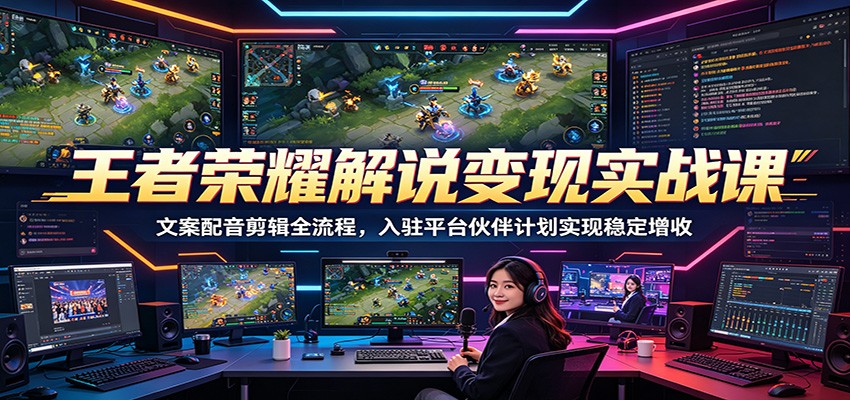 王者荣耀解说变现实战课：文案配音剪辑全流程，入驻平台伙伴计划实现稳定增收-niguangts