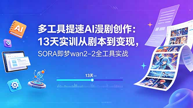 多工具提速AI漫剧创作：13天实训从剧本到变现，SORA即梦wan2-2全工具实战-niguangts