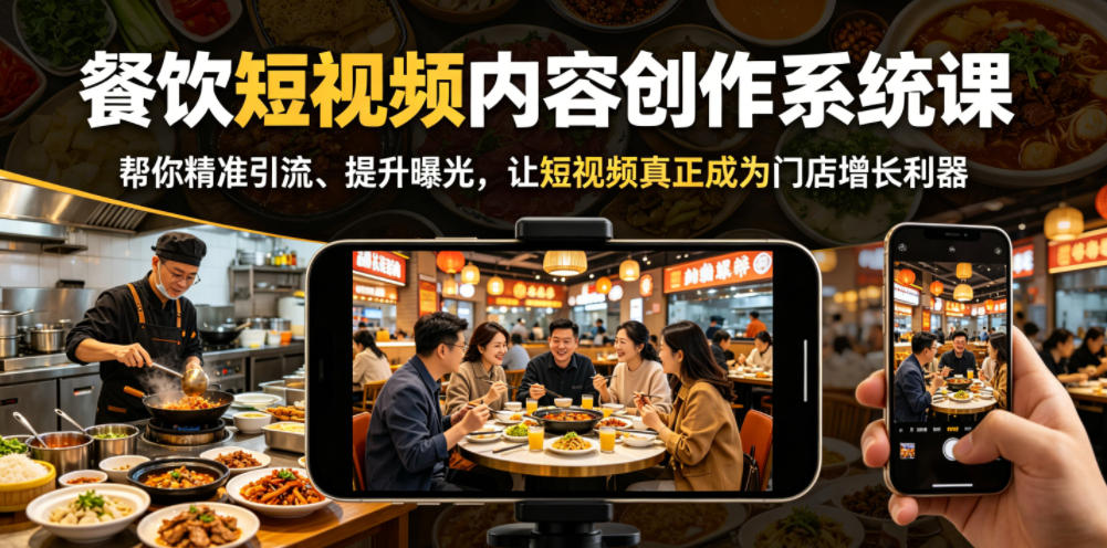 餐饮短视频内容创作系统课,帮你精准引流、提升曝光,让短视频真正成为门店增长利器-niguangts
