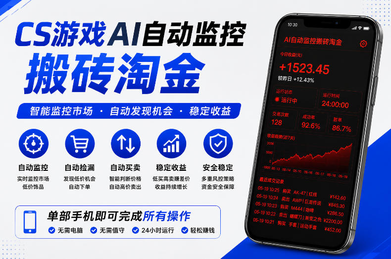 CS游戏AI自动监控搬砖淘金，稳定运行多年，支持任何形式验证，日入300+【揭秘】-niguangts