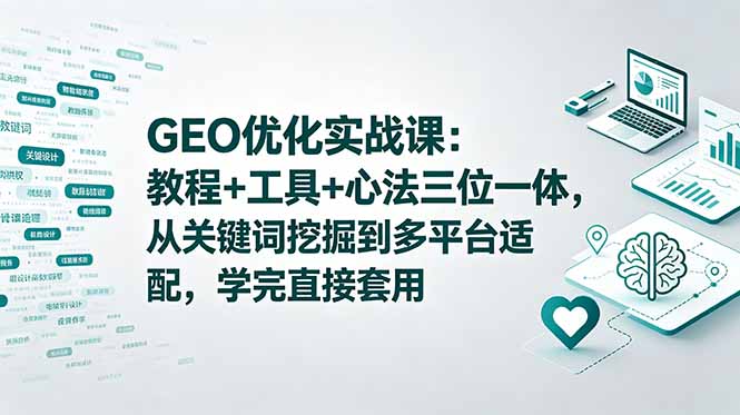 GEO优化实战课：教程+工具+心法三位一体，从关键词挖掘到多平台适配，学完直接套用-niguangts