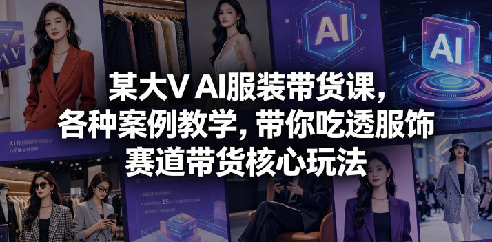 某大V AI服装带货课，各种案例教学，带你吃透服饰赛道带货核心玩法-niguangts