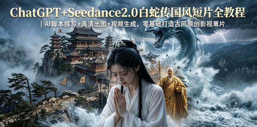 ChatGPT+Seedance2.0白蛇传国风短片全教程｜AI脚本撰写+高清出图+视频生成，零基础打造古风原创影视短片-niguangts