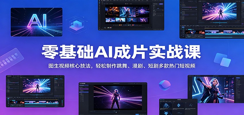 零基础AI成片实战课：图生视频核心技法，轻松制作跳舞、漫剧、短剧多款热门短视频-niguangts