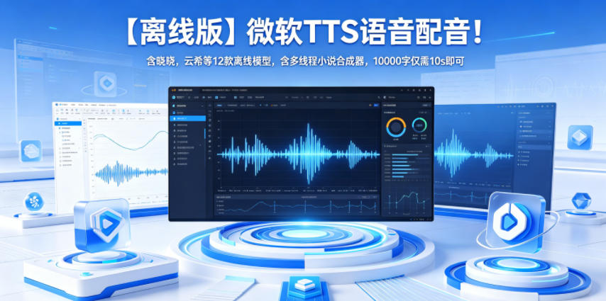【离线版】微软TTS语音配音！含晓晓，云希等12款离线模型，含多线程小说合成器，10000字仅需10s即可-niguangts