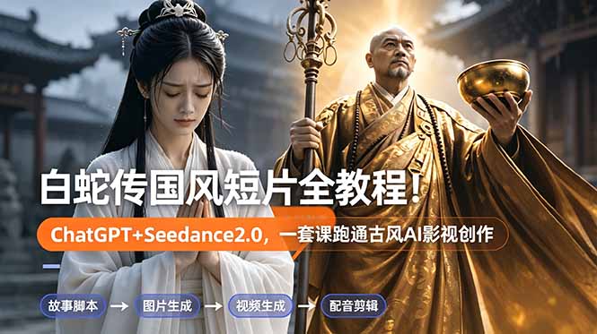 白蛇传-国风短片全教程！ChatGPT+Seedance2.0，一套课跑通古风AI影视创作-niguangts