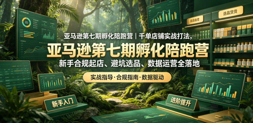 亚马逊第七期孵化陪跑营｜千单店铺实战打法，新手合规起店、避坑选品、数据运营全落地-niguangts