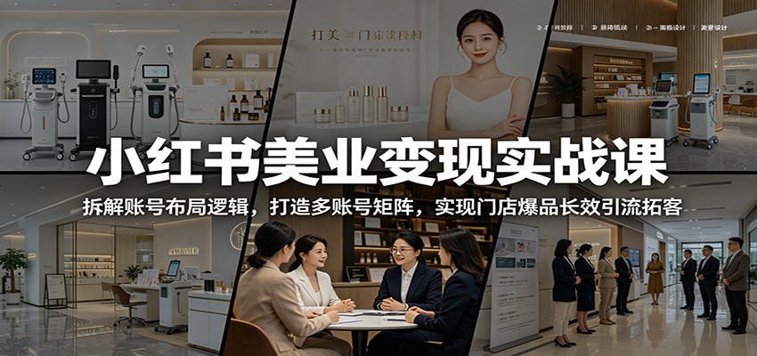 小红书美业变现实战课：拆解账号布局逻辑，打造多账号矩阵，实现门店爆品长效引流拓客-niguangts
