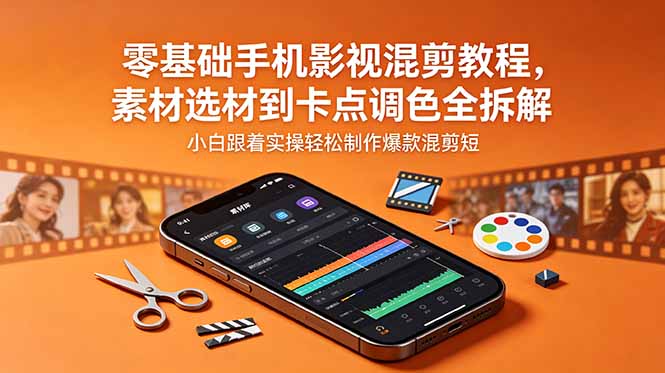 零基础手机影视混剪教程，素材选材到卡点调色全拆解，小白跟着实操轻松制作爆款混剪短片-niguangts