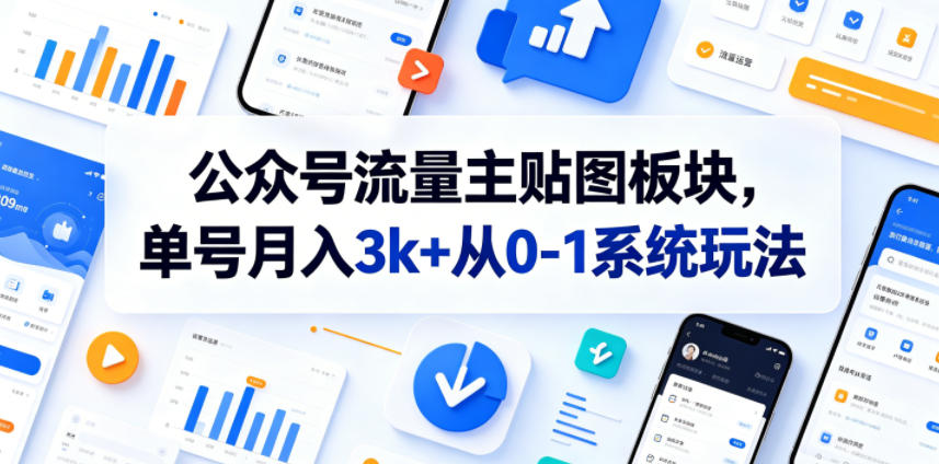 公众号流量主贴图板块，单号月入3k+从0-1系统玩法-niguangts
