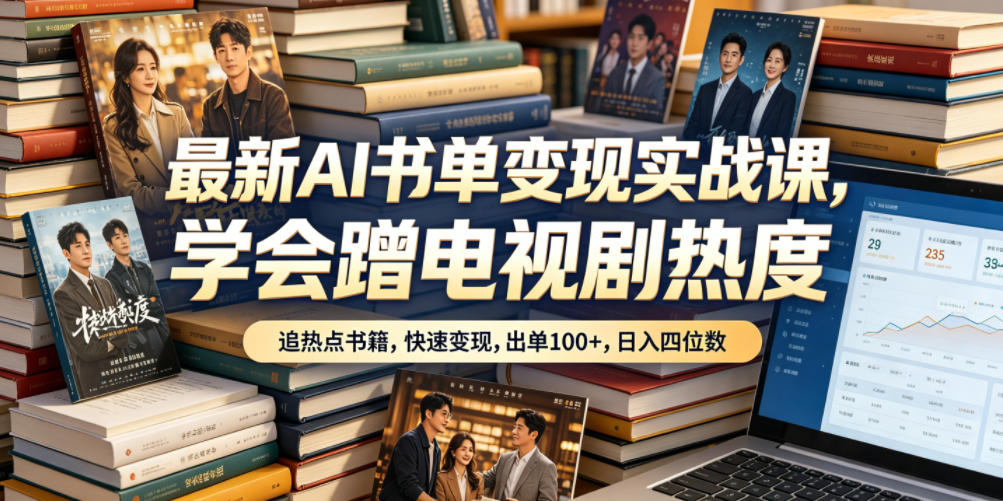 最新AI书单变现实战课，学会蹭电视剧热度，追热点书籍，快速变现，出单100+，日入四位数-niguangts