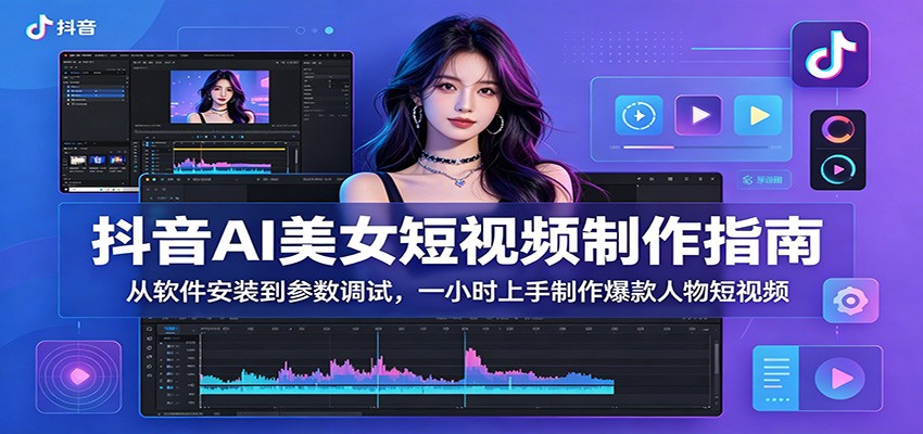 抖音AI美女短视频制作指南：从软件安装到参数调试，一小时上手制作爆款人物短视频-niguangts