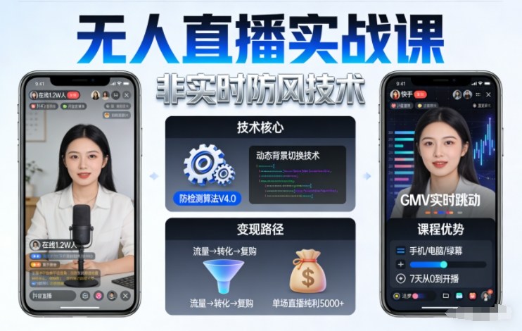 宝子哥无人直播实战课，非实时防风技术，聚焦抖音快手等平台直播带货，轻松开启直播变现之路(更新2026年6月7日)-niguangts