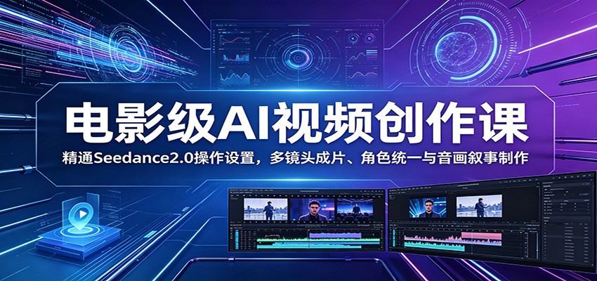 电影级AI视频创作课：精通Seedance2.0操作设置，多镜头成片、角色统一与音画叙事制作-niguangts