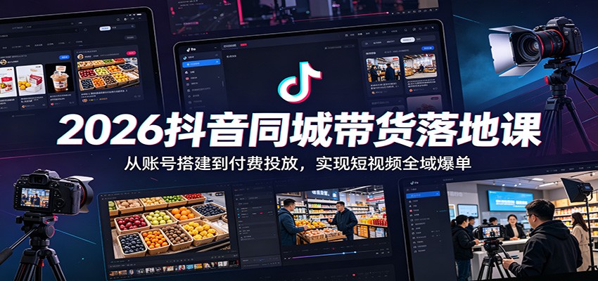 2026抖音同城带货落地课：从账号搭建到付费投放，实现短视频全域爆单-niguangts