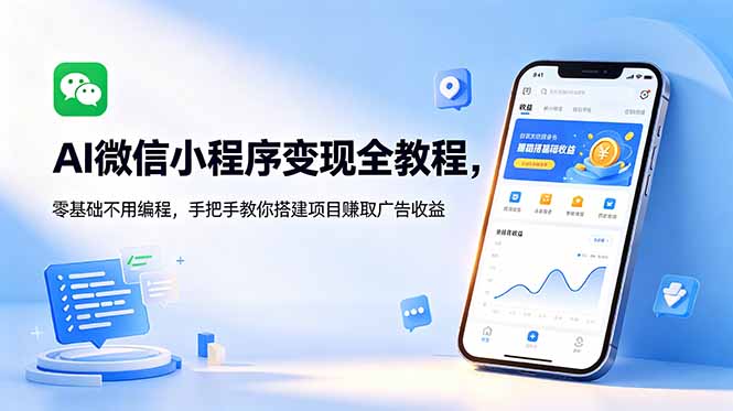 AI微信小程序变现全教程，零基础不用编程，手把手教你搭建项目赚取广告收益-niguangts