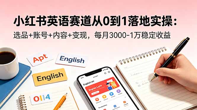 小红书英语赛道从0到1落地实操：选品+账号+内容+变现，每月3000-1万稳定收益-niguangts