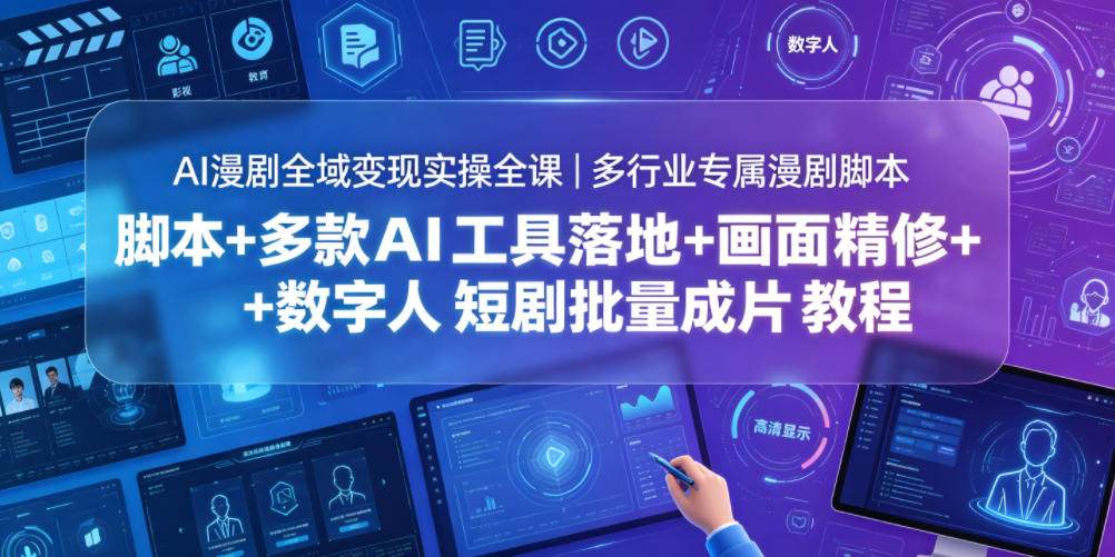 AI漫剧全域变现实操全课｜多行业专属漫剧脚本+多款AI工具落地+画面精修+数字人短剧批量成片全教程-niguangts