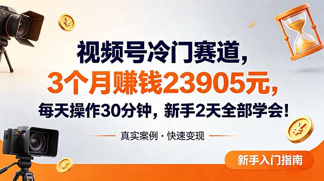 视频号冷门赛道，3个月变现23905元，新手2天学会 每天操作30分钟！-niguangts