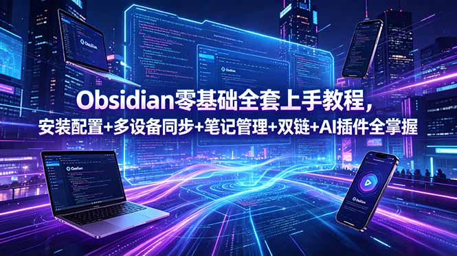 Obsidian零基础全套上手教程，安装配置+多设备同步+笔记管理+双链+AI插件全掌握-niguangts
