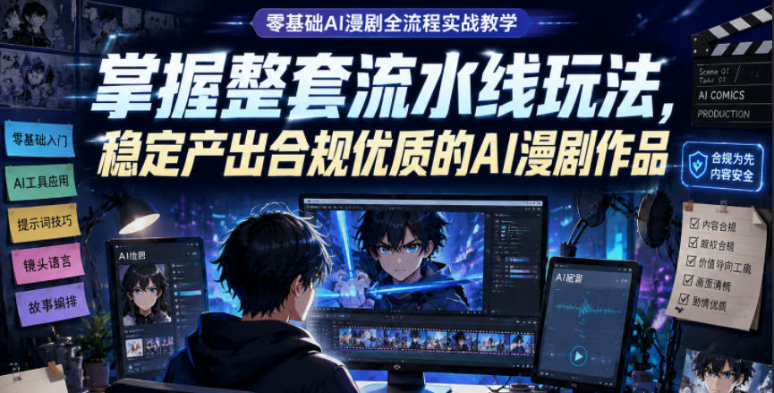 零基础AI漫剧全流程实战教学，掌握整套流水线玩法，稳定产出合规优质的AI漫剧作品-niguangts