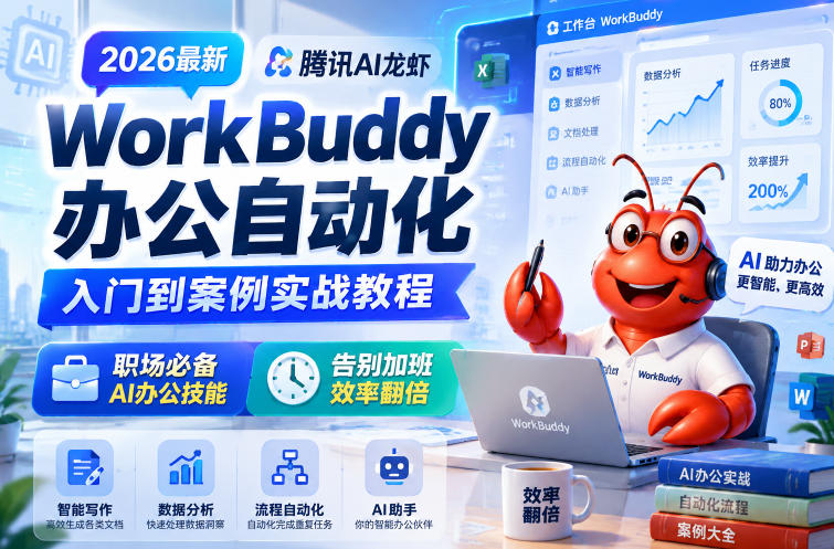 2026最新腾讯AI龙虾WorkBuddy办公自动化入门到案例实战教程，职场必备AI办公技能，告别加班，效率翻倍-niguangts