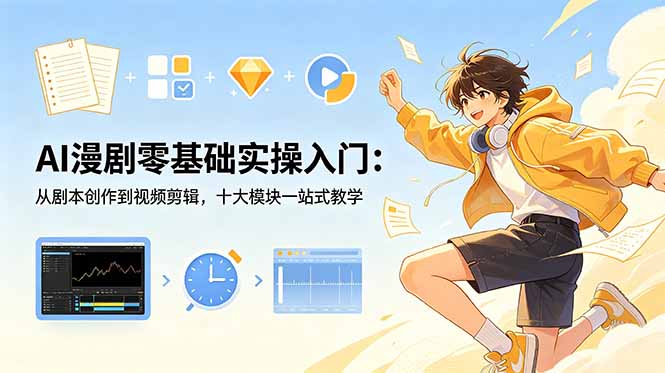 AI漫剧零基础实操入门：从剧本创作到视频剪辑，十大模块一站式教学-niguangts