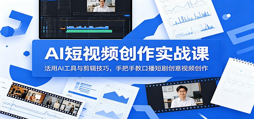 AI短视频创作实战课：活用AI工具与剪辑技巧，手把手教口播短剧创意视频创作-niguangts