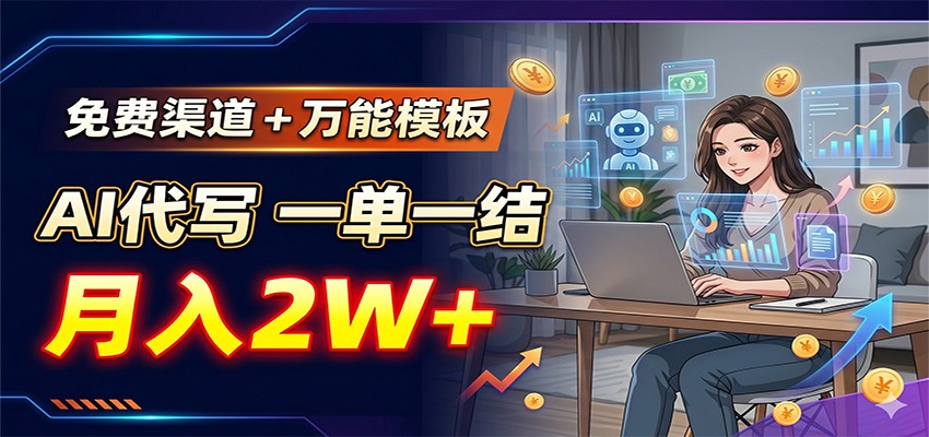 免费渠道+万能模板，AI代写一单一结，月入2W+-niguangts