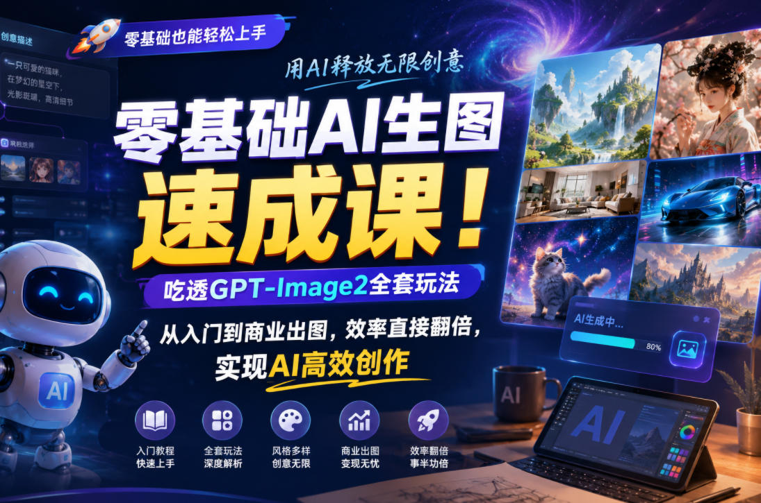 零基础AI生图速成课！吃透GPT-Image2全套玩法，从入门到商业出图，效率直接翻倍，实现AI高效创作-niguangts
