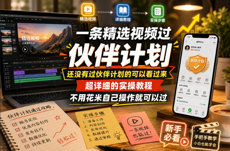 一条精选视频过伙伴计划，还没有过伙伴计划的可以看过来，超详细的实操教程，不用花米自己操作就可以过-niguangts