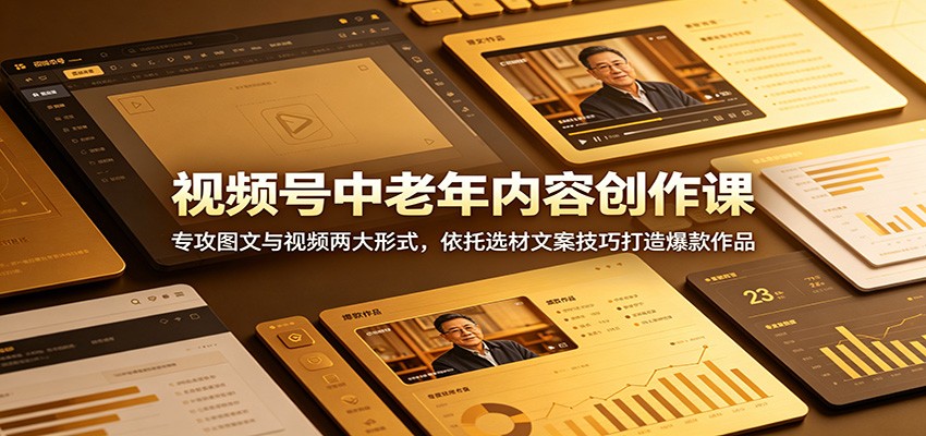 视频号中老年内容创作课：专攻图文与视频两大形式，依托选材文案技巧打造爆款作品-niguangts