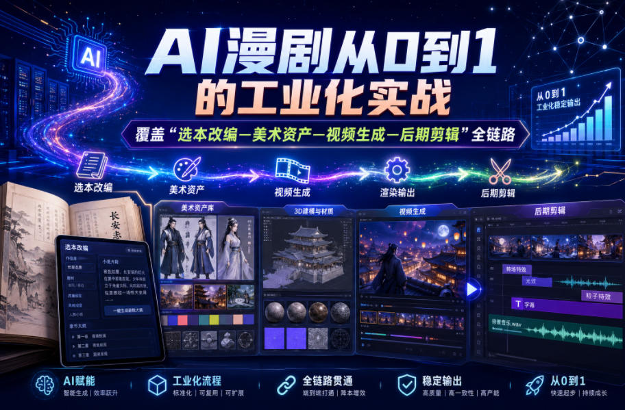 AI漫剧从0到1的工业化实战，覆盖“选本改编—美术资产—视频生成—后期剪辑”全链路(更新6月)-niguangts
