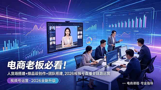 电商老板必看！人货场搭建+排品设计+素材创作+团队搭建，2026视频号直播全链路运营-niguangts