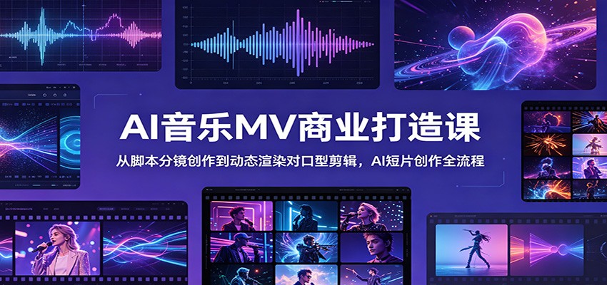 AI音乐MV商业打造课：从脚本分镜创作到动态渲染对口型剪辑，AI短片创作全流程-niguangts