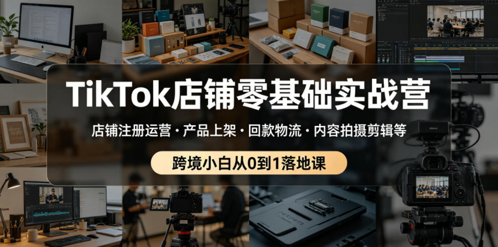 TikTok店铺零基础实战营，店铺注册运营・产品上架・回款物流・内容拍摄剪辑等 ，跨境小白从0到1落地课-niguangts