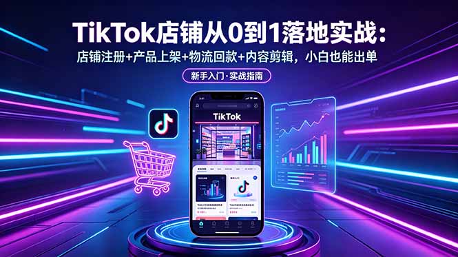 TikTok店铺从0到1落地实战：店铺注册+产品上架+物流回款+内容剪辑，小白也能出单-niguangts