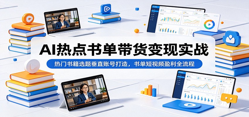 AI热点书单带货变现实战：热门书籍选题垂直账号打造，书单短视频盈利全流程-niguangts