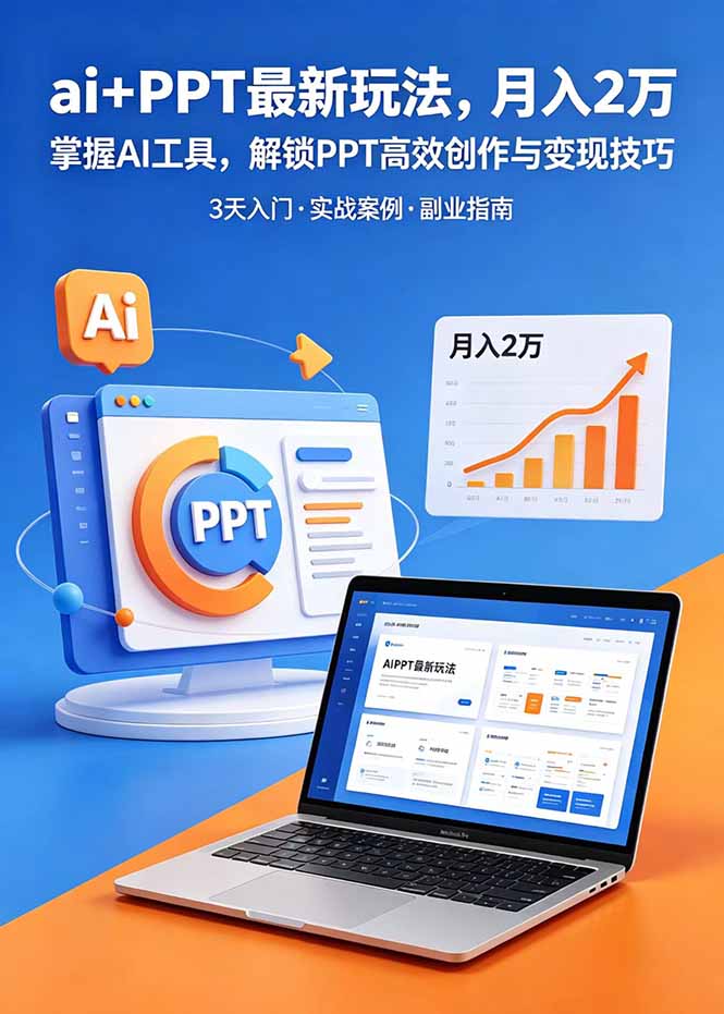 ai+PPT最新玩法，月入2万掌握AI工具，解锁PPT高效创作与变现技巧3天入门，实战案例·副业指南-niguangts